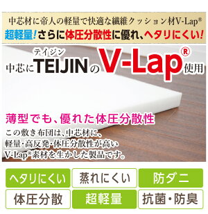 【正規品】テイジンV-lap軽量敷き布団日本製シングルロング通気性の良い敷ふとん洗える側生地両面ダブルラッセル快適