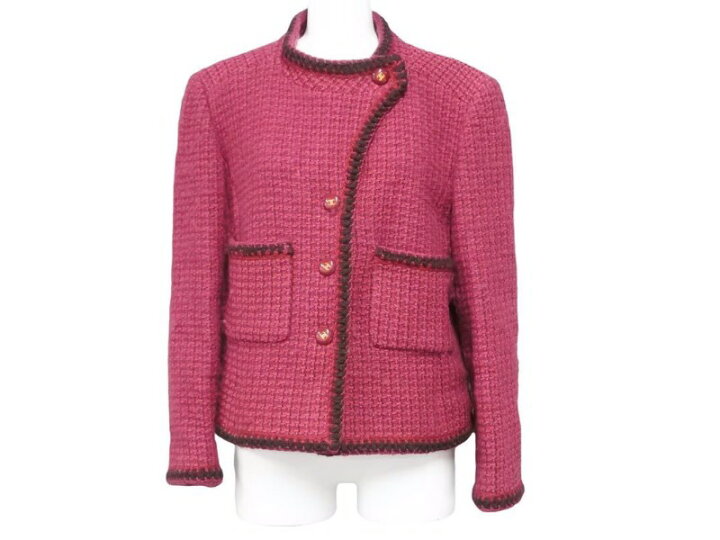 楽天市場】CHANEL シャネル ツイードジャケット ピンク ワインレッド 