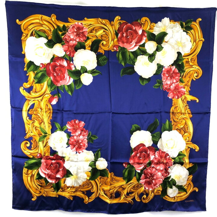 CHANEL 花柄 スカーフ - バンダナ・スカーフ 