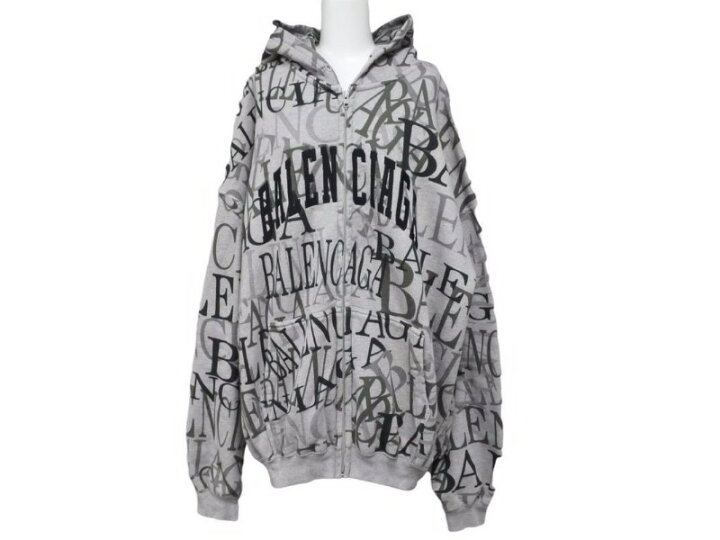 楽天市場】BALENCIAGA バレンシアガ 総柄アーチロゴ ジップ パーカー 