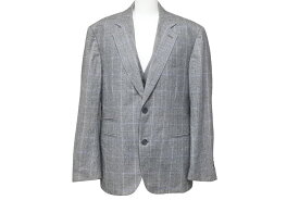 HERMES エルメス スーツ セットアップ ジャケット ベスト パンツ A9300 ウール グレー ブルー 美品 中古 41829