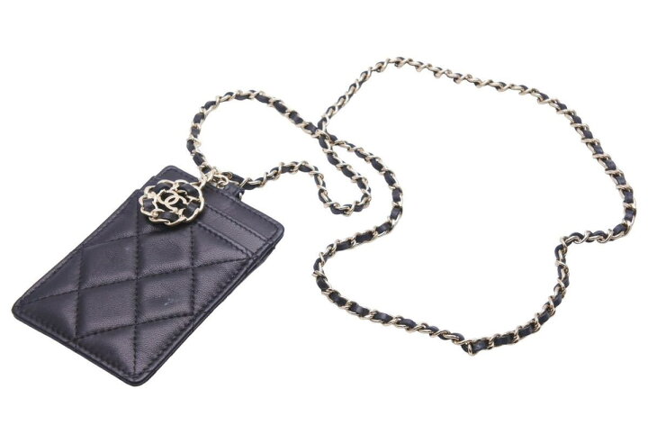 楽天市場】CHANEL シャネル チェーン付き パスケース ブラック 黒 ココ  