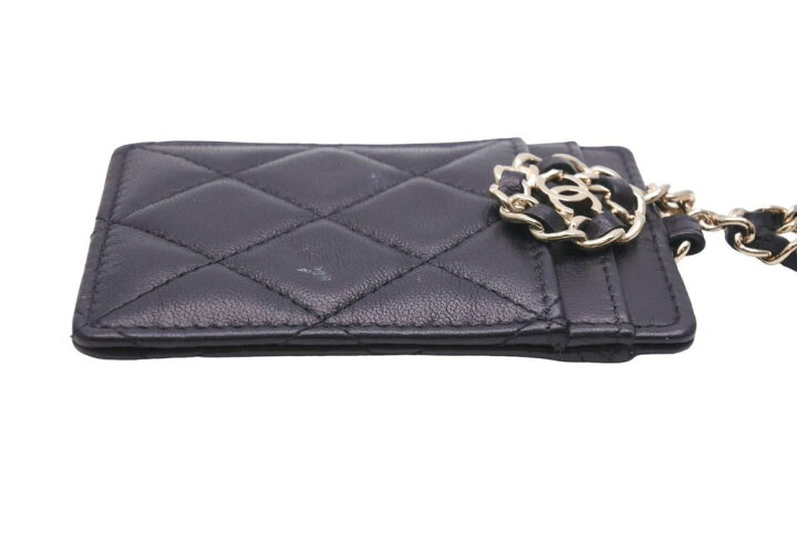 楽天市場】CHANEL シャネル チェーン付き パスケース ブラック 黒 ココ  