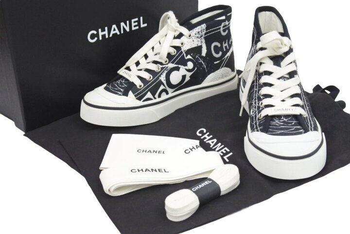 楽天市場】新品同様品 CHANEL シャネル 20SS ミッドカットスニーカー 