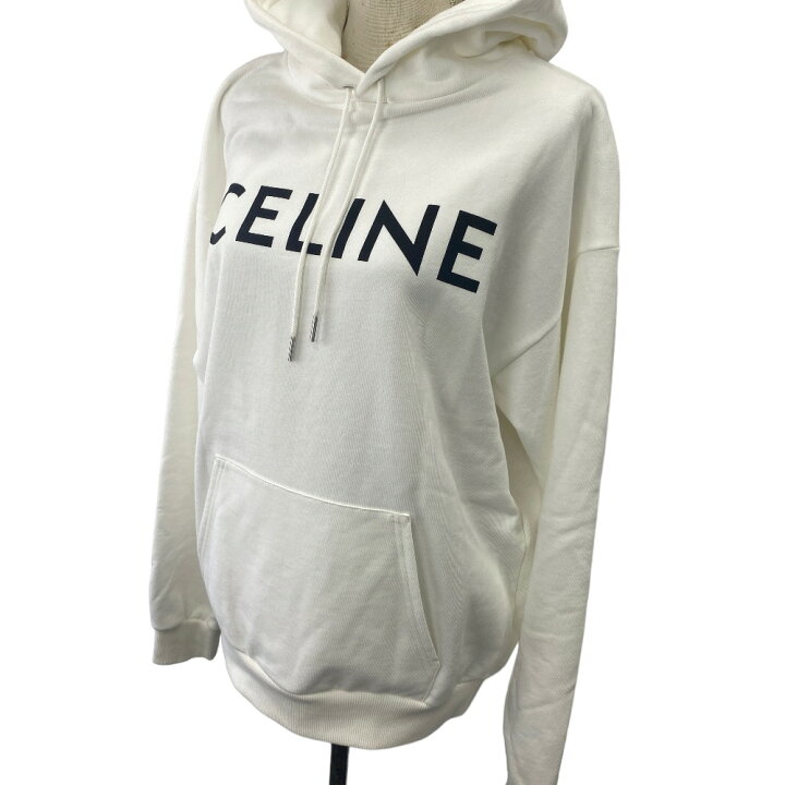 楽天市場】CELINE セリーヌ パーカー セリーヌ パーカー ロゴ 白 L 白 
