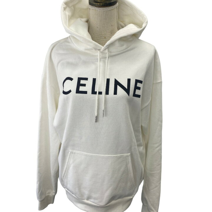 楽天市場】CELINE セリーヌ パーカー セリーヌ パーカー ロゴ 白 L 白 