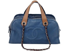 CHANEL シャネル インザミックス ココマーク 2WAYショルダーバッグ 14番台 ブルー ブラウン シルバー金具 良品 中古 45958