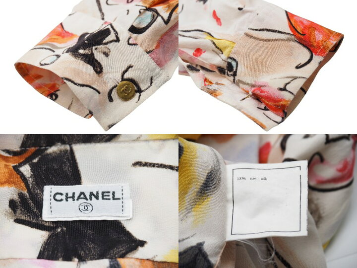 楽天市場】CHANEL シャネル ヴィンテージ 総柄 シルク 長袖シャツ 