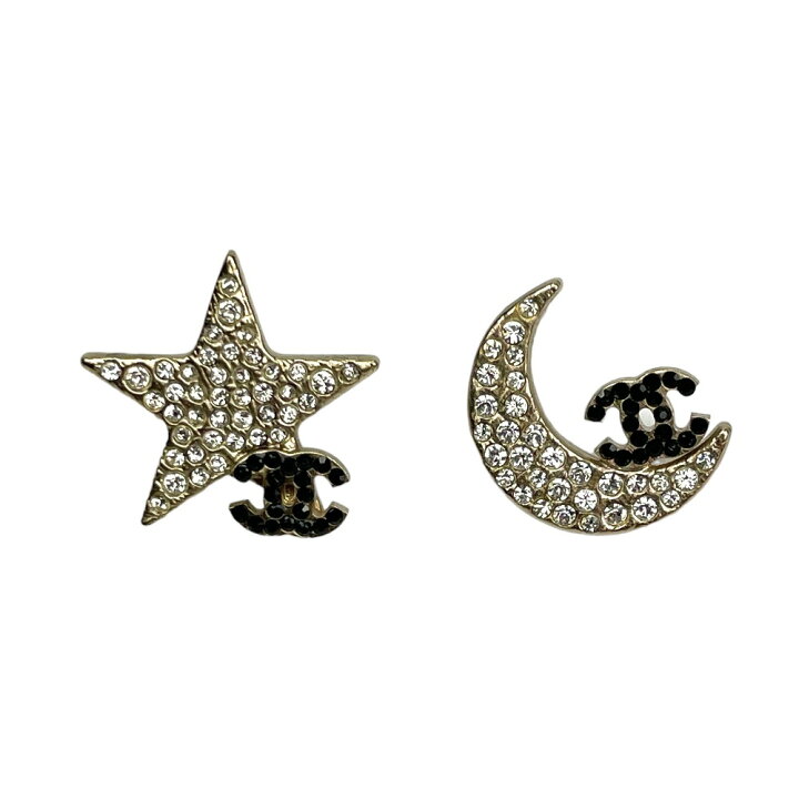 楽天市場】CHANEL シャネル ピアス レア ラインストーン スター ムーン  