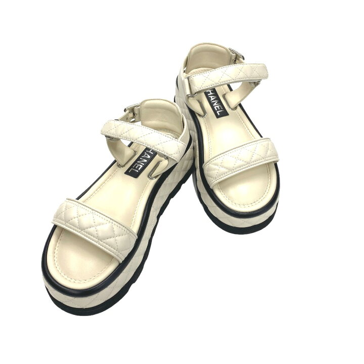楽天市場】[USED/中古]CHANEL シャネル サンダル ステッチ クリーム 