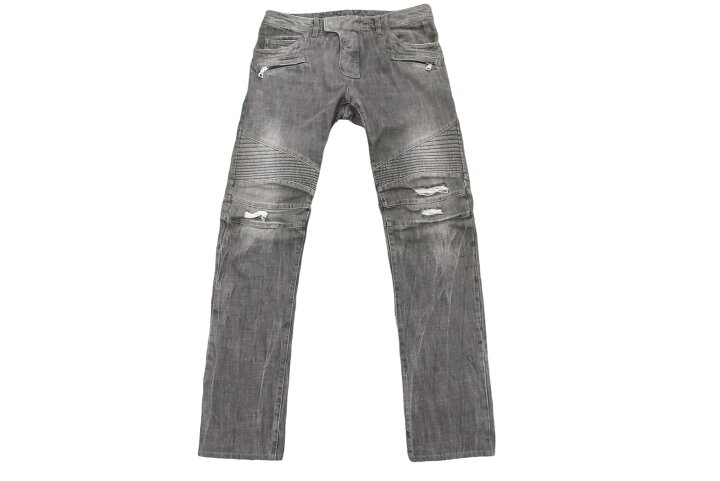 楽天市場】BALMAIN バルマン デニムパンツ T500 B406D 蛇腹 バイカー 