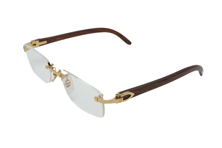 楽天市場】極美品 Cartier カルティエ レクタングル リムレス メガネ 