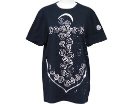 MONCLER モンクレール 半袖Tシャツ カットソー コットン ネイビー ロゴ サイズM RN116347 美品 中古 52708