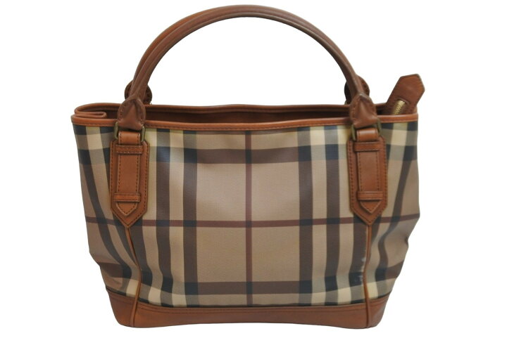 楽天市場】BURBERRY バーバリー チェック柄 レザー トートバッグ  