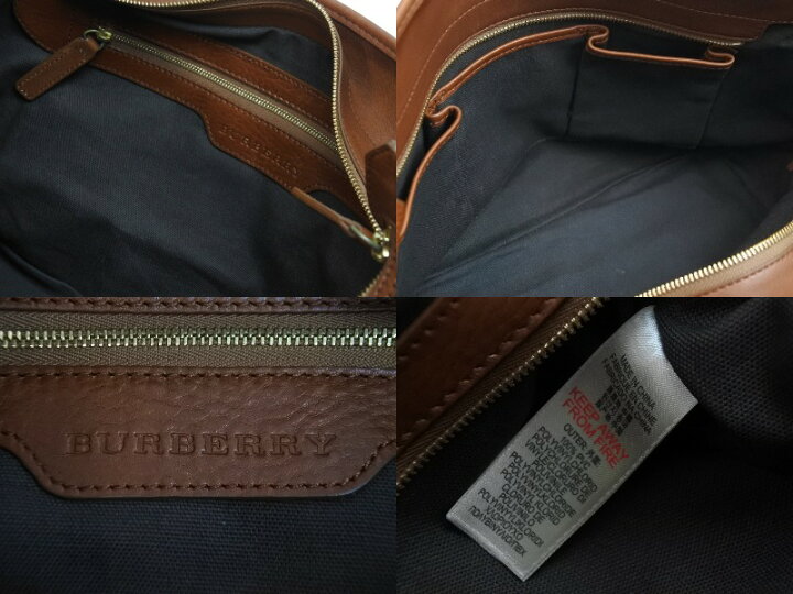楽天市場】BURBERRY バーバリー チェック柄 レザー トートバッグ  