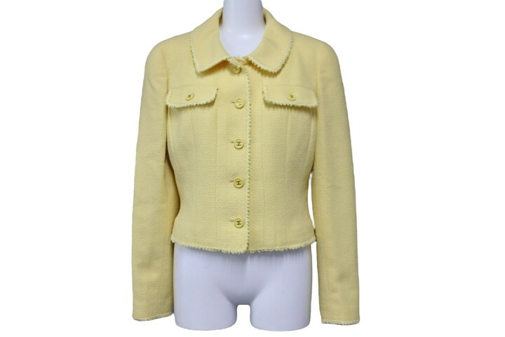 楽天市場】CHANEL シャネル ウールジャケット イエロー ココマーク  