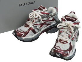 BALENCIAGA バレンシアガ スニーカー RUNNER ランナー ユーズド加工 677402 W3RB3 ホワイト レッド サイズ40 美品 中古 53697