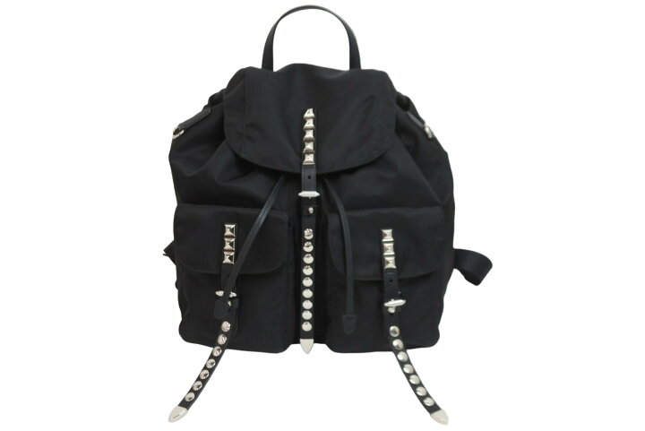楽天市場】極美品 PRADA プラダ ナイロン スタッズ リュック ブラック 