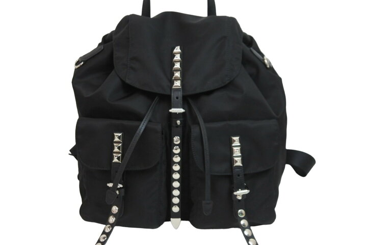 楽天市場】極美品 PRADA プラダ ナイロン スタッズ リュック ブラック 