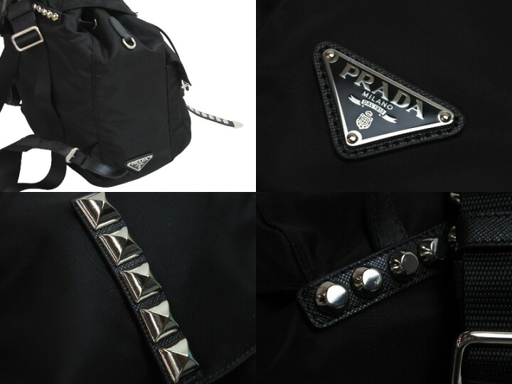 楽天市場】極美品 PRADA プラダ ナイロン スタッズ リュック ブラック 