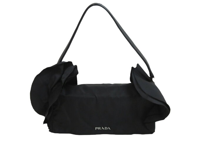 楽天市場】PRADA プラダ ハンドバッグ ワンショルダー フリル ブラック 