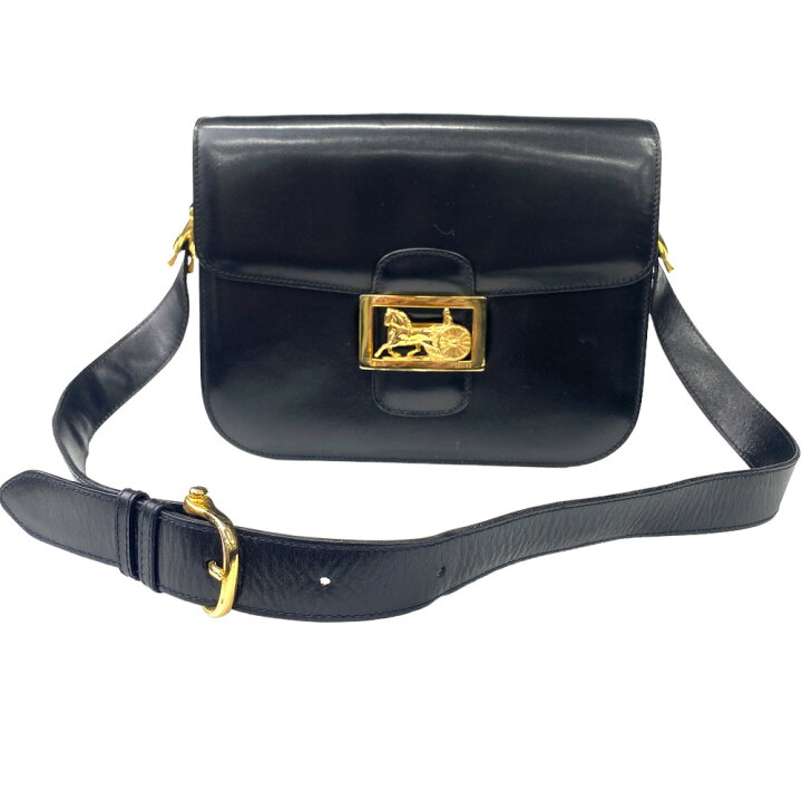 楽天市場】[USED/中古]CELINE セリーヌ ショルダーバッグ 黒 馬車金具  
