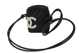 CHANEL シャネル ポシェット ミニ ショルダーバッグ カンボンライン ココマーク8番代 ブラック ホワイト 良品 中古 55166