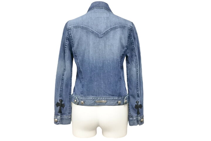 美品Chromehearts パッチレザー デニム ジャケット S CHROME HEARTS 