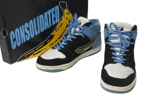 【セール】Consolidated コンソリデーテッド バナナ スニーカー 2005年 ブラック ブルー ホワイト スウェード 靴 9.5 中古 55378