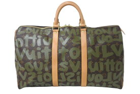 【新品同様】ルイヴィトン ボストンバッグ LOUIS VUITTON モノグラム グラフィティ キーポル50 M92196 ブラウン カーキ ゴールド金具 メンズ レディース バッグ 旅行バッグ 中古 56121