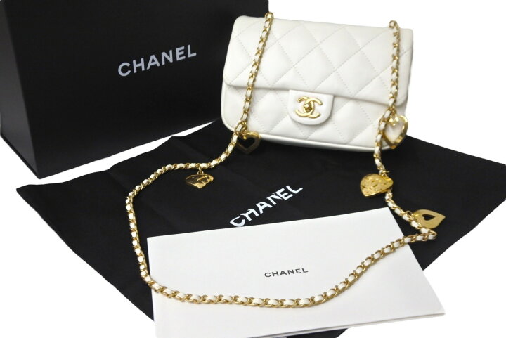 楽天市場】極美品 CHANEL シャネル ハートチャームチェーンショルダー  