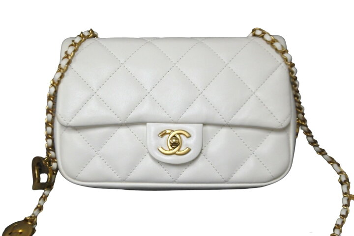 楽天市場】極美品 CHANEL シャネル ハートチャームチェーンショルダー  