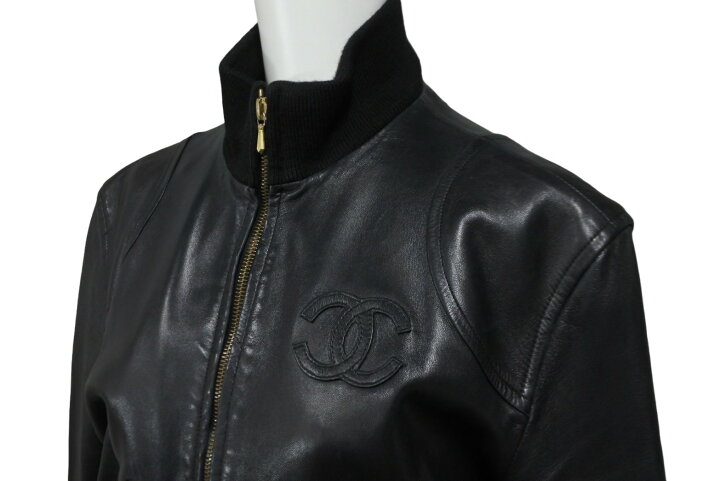 楽天市場】CHANEL シャネル ココマーク レザー ジャケット ブラック  