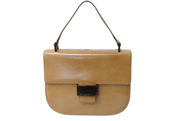 プラダ PRADA ベージュ マドラス×レザー バッグ ハンドバッグ 
