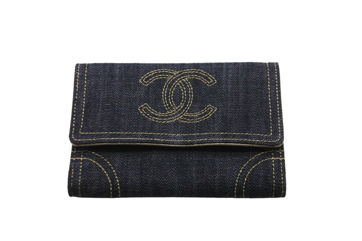 楽天市場】CHANEL シャネル 二つ折り財布 スパークリングデニム ココ  