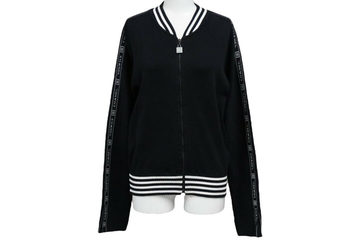 楽天市場】CHANEL シャネル ブルゾン ロゴテープニットジャケット 04P 