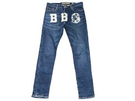 BILLIONAIRE BOYS CLUB ビリオネアボーイズクラブ デニムストレートジーンズ 821−1109 ブルー 刺繍 良品 中古 58625