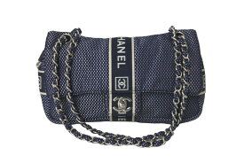 CHANEL シャネル チェーンショルダーバッグ スポーツライン ココマーク 9番台 2005年 ファブリック ネイビー 美品 中古 58676