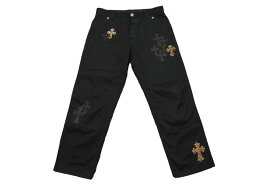 新品未使用品 CHROME HEARTS クロムハーツ デニムパンツ クロスパッチ レオパード クロスボール コットン ブラック 34 中古 55864