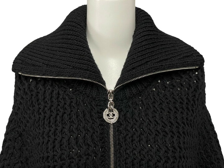 楽天市場】極美品 CHANEL シャネル ニットコート ブラック ロング  