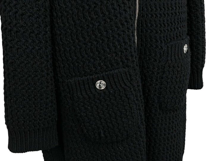 楽天市場】極美品 CHANEL シャネル ニットコート ブラック ロング 