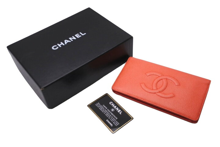 楽天市場】CHANEL シャネル キャビアスキン 二つ折り 長財布 ココ  