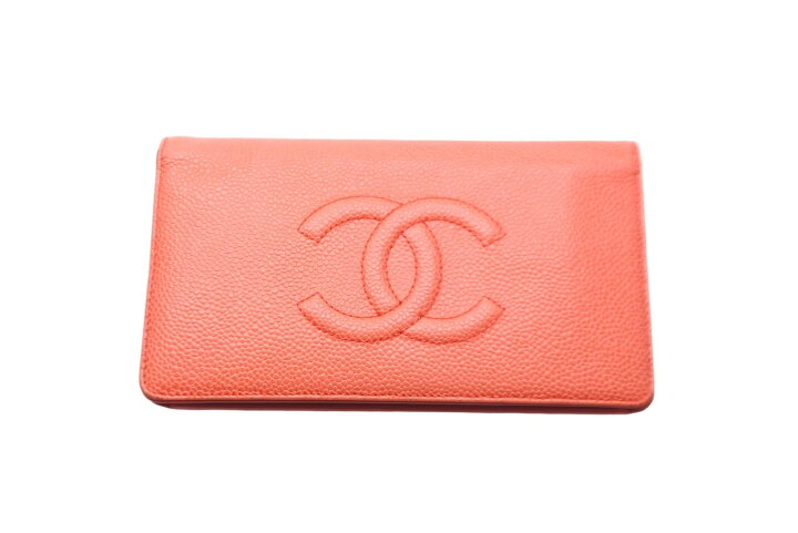 楽天市場】CHANEL シャネル キャビアスキン 二つ折り 長財布 ココ  