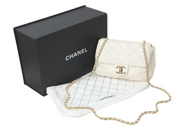 CHANEL シャネル マトラッセ チェーン ショルダーバッグ ラムスキン ホワイト ゴールド金具 ココマーク 斜め掛け 中古 59318