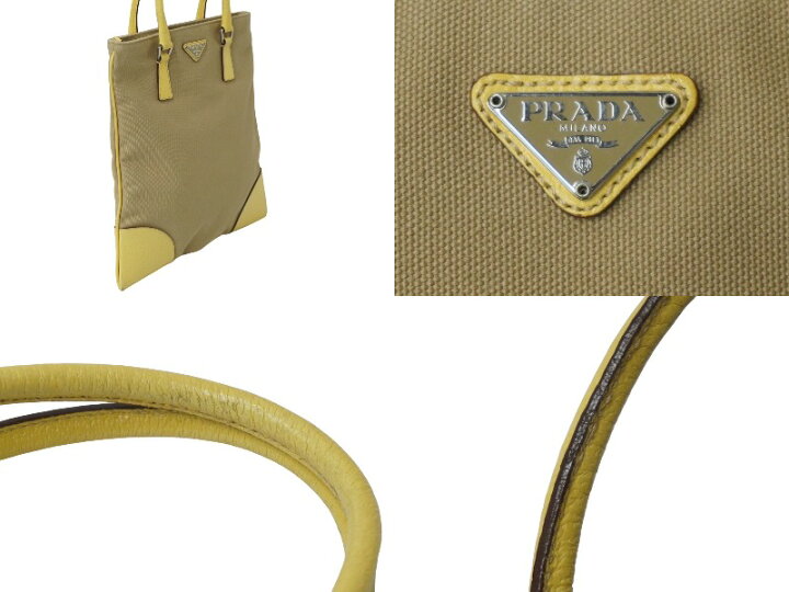 楽天市場】PRADA プラダ CANAPA + CINGHI ハンドバッグ イエロー 