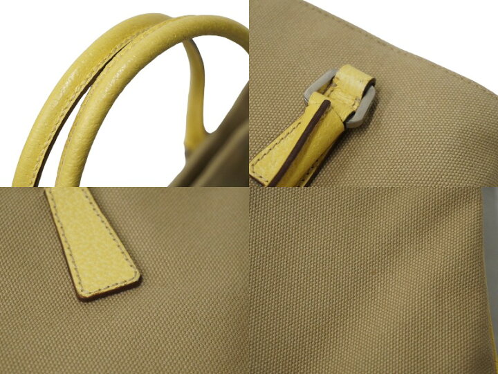 楽天市場】PRADA プラダ CANAPA + CINGHI ハンドバッグ イエロー 