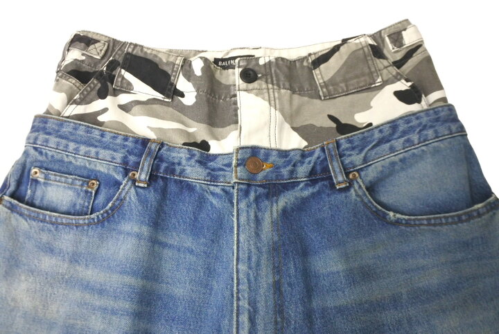 楽天市場】極美品 BALENCIAGA バレンシアガ レイヤード ワイドジーンズ 
