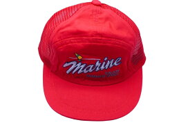 marine ENJOY SUMMER SPORT メッシュ キャップ レッド 帽子 刺繍 赤 小物 ナイロン サイズ56 美品 中古 60525