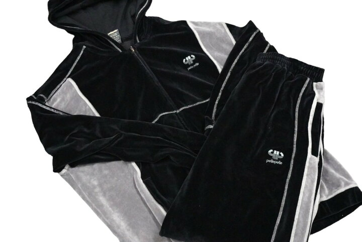 楽天市場】pellepelle ペレペレ ベロアセットアップ PPロゴ ブラック 