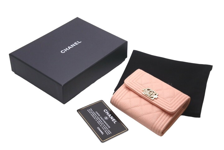 楽天市場】CHANEL シャネル ボーイシャネル 三つ折り財布 ピンク 